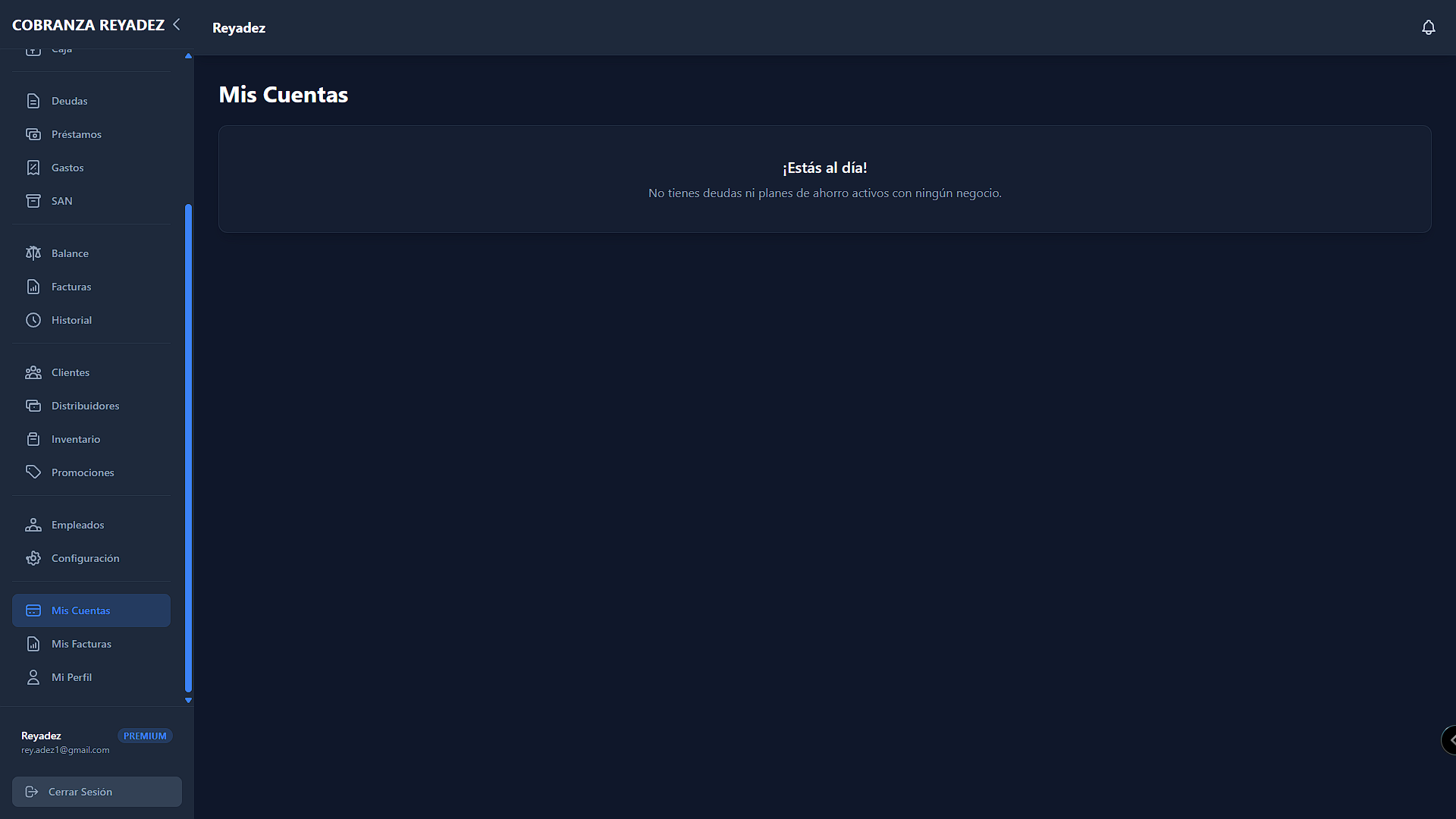 Pantalla de Modo Cliente - Mis Cuentas